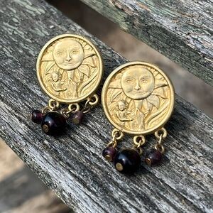 Vintage Napier Sun Coin dangle earrings